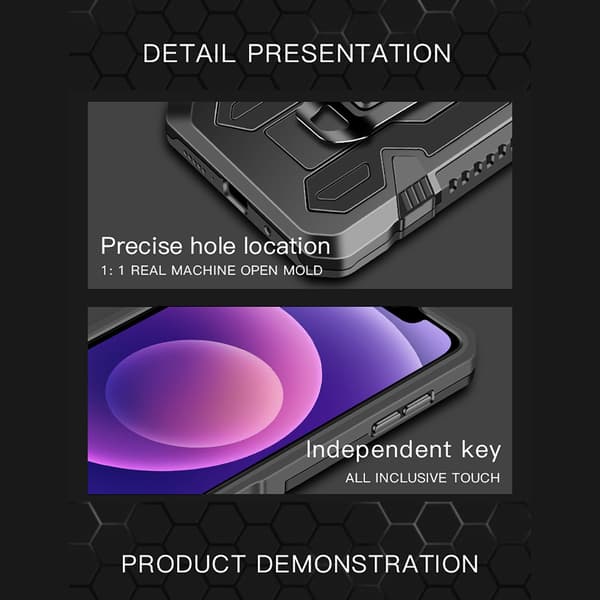 Robust etui med stativ til iPhone 13, Sort