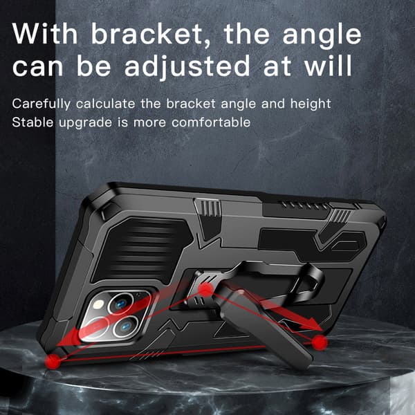 Robust etui med stativ til iPhone 13, Sort