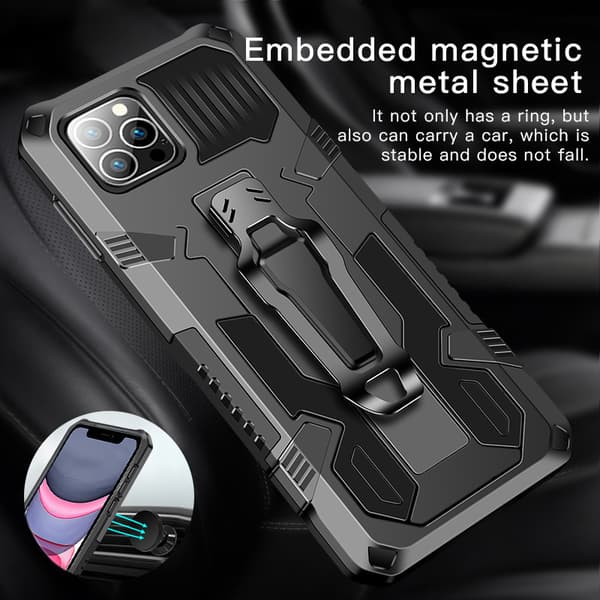 Robust etui med stativ til iPhone 13, Sort