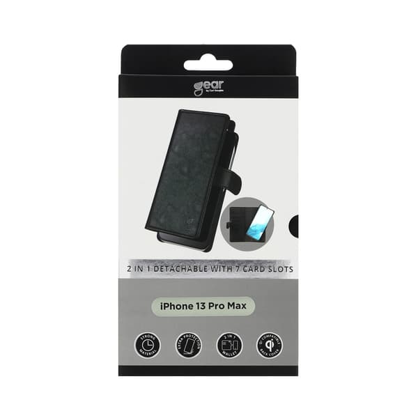 Gear Mobilfodral Svart 7 Kortfack iPhone 13  Pro Max 2in1 Magnetskal