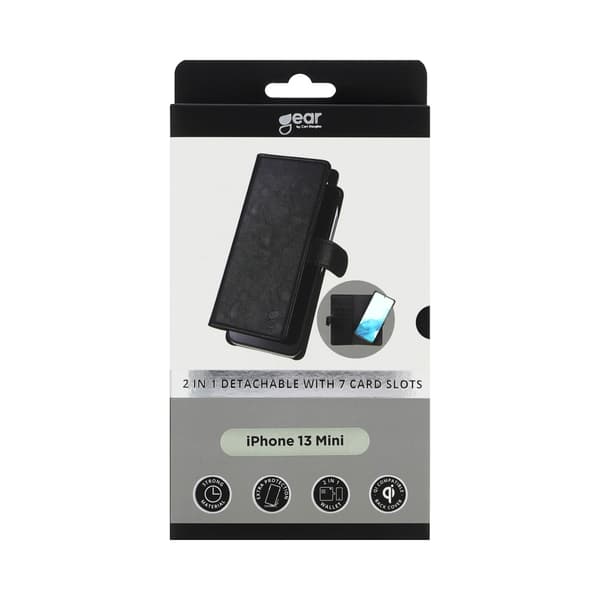 Gear Lompakko 2in1 7 Korttipaikkaa Musta - iPhone 13 Mini