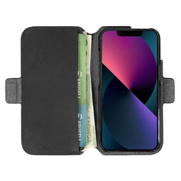 Krusell Leather Phone Wallet iPhone 13 Mini Black