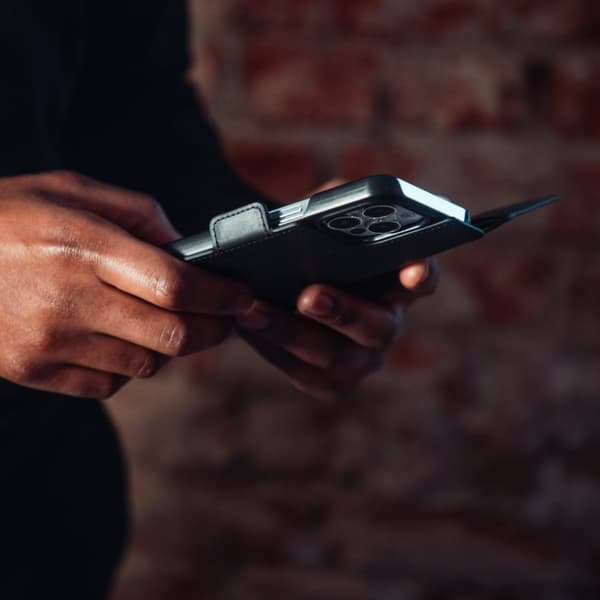 Krusell Leather Phone Wallet iPhone 13 Mini Black