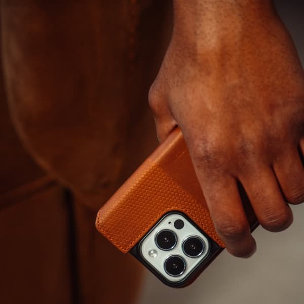 Krusell Telefonpung i læder iPhone 13 Mini Cognac