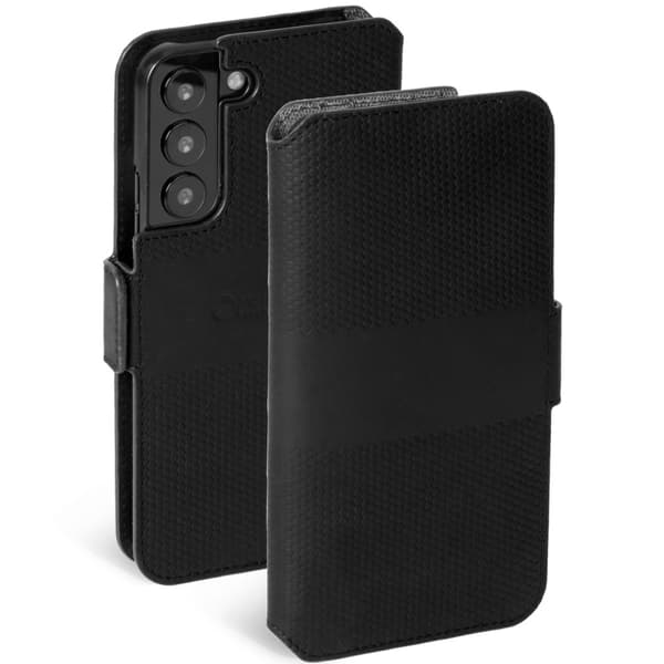 krusell Leather Phone Wallet Galaxy S22+ Svart