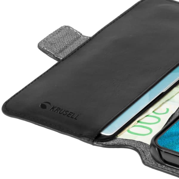 krusell Leather Phone Wallet Galaxy S22+ Svart