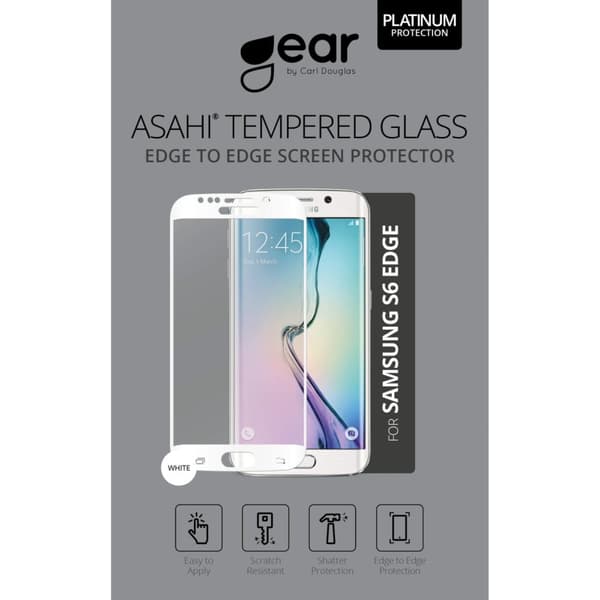 Gear Hærdet Glas 3D Full Cover Hvid Samsung S6 Edge