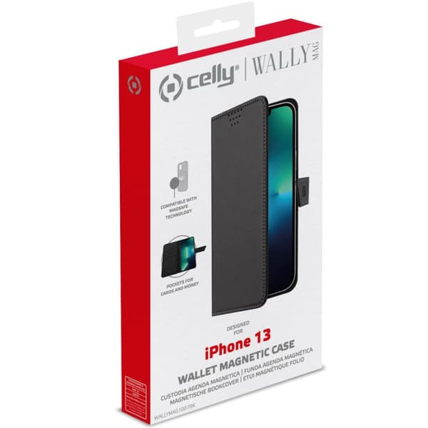 Celly MagSafe lommebokveske for iPhone 13 Svart