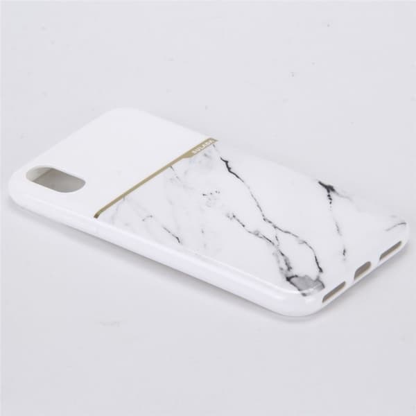 Blødt TPU-etui til iPhone X/XS, hvid marmor