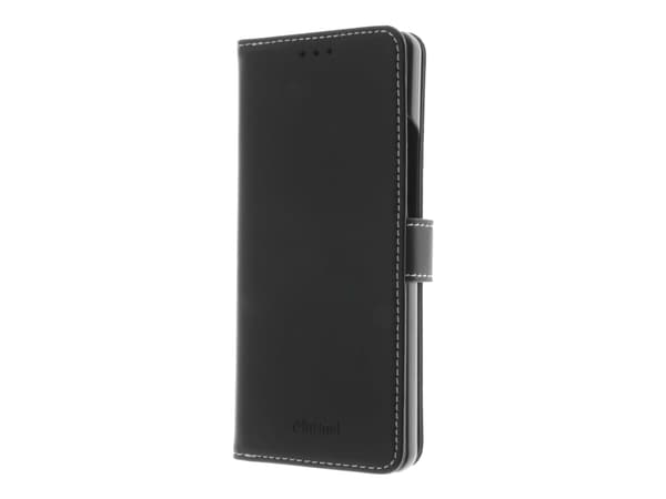 Insmat Exclusive - Vikbart fodral för mobiltelefon - genuint läder, polykarbonat, kartong+papper+aluminiumfolie, bomullssömmar - svart - för Sony XPE