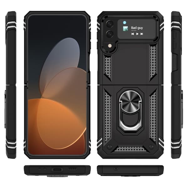 Hybridskal Samsung Galaxy Z Flip 4 Ringhållare Svart