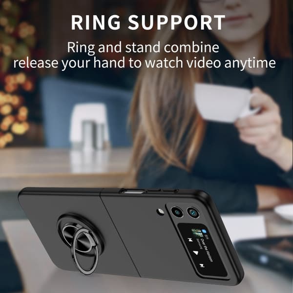 Samsung Galaxy Z Flip 4 Skal Med Magnetisk Ringhållare Svart