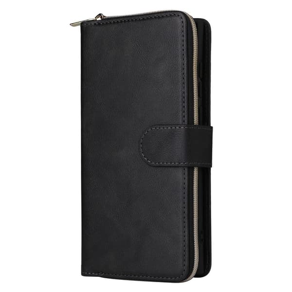 Zipper Magnet Leather Wallet Samsung Galaxy S23 Ultra Svart