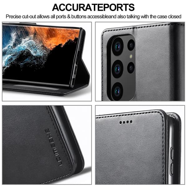LC.IMEEKE Plånboksfodral Samsung Galaxy S23 Ultra Svart