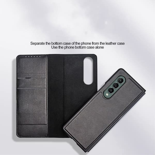 Äkta Läderfodral Samsung Galaxy Z Fold 4 Svart