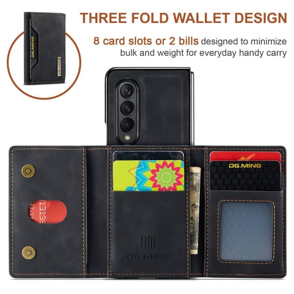 DG.MING 2 in 1 Magnetic Card Slot Case Samsung Galaxy Z Fold 4 Black