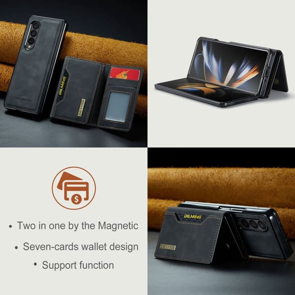 DG.MING 2 in 1 Magnetic Card Slot Case Samsung Galaxy Z Fold 4 Black