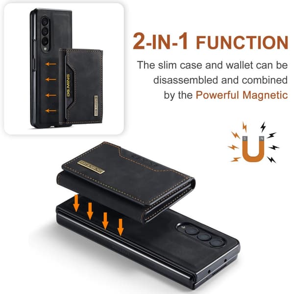 DG.MING 2 in 1 Magnetic Card Slot Case Samsung Galaxy Z Fold 4 Black