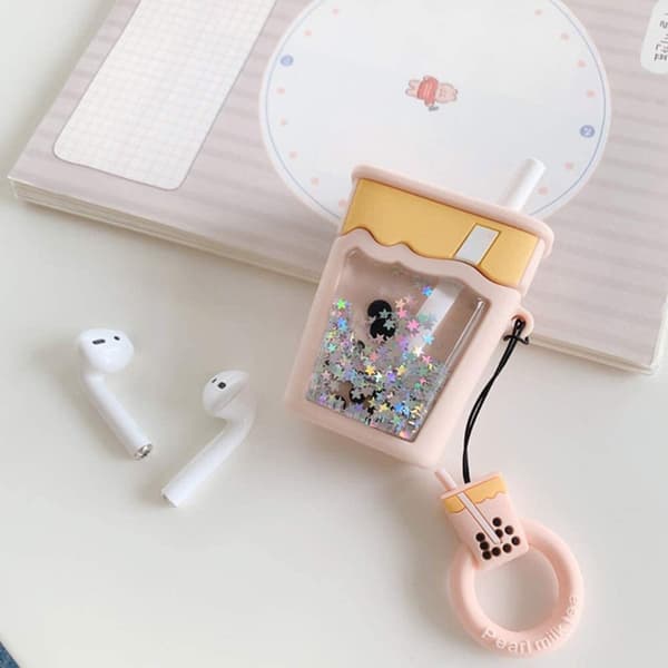Airpods Pro Skal Boba Milk Tea Glitter - Rosa