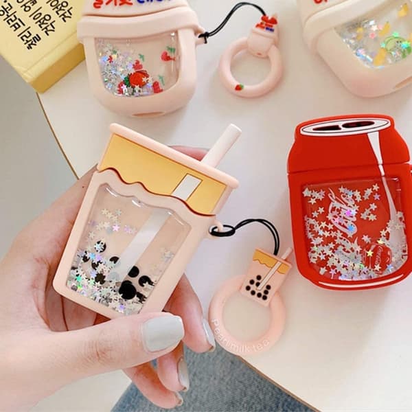 Airpods Pro Skal Boba Milk Tea Glitter - Rosa