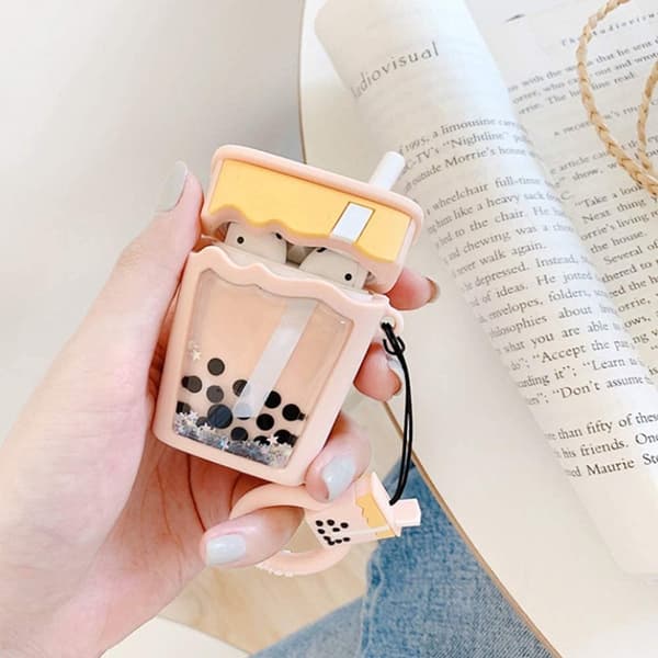 Airpods Pro Skal Boba Milk Tea Glitter - Rosa