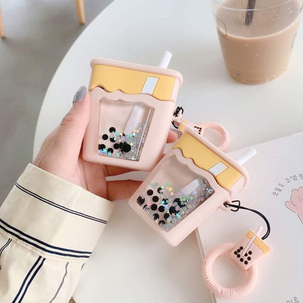 Airpods Pro Skal Boba Milk Tea Glitter - Rosa