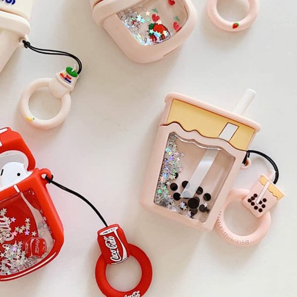 Airpods Pro Skal Boba Milk Tea Glitter - Rosa