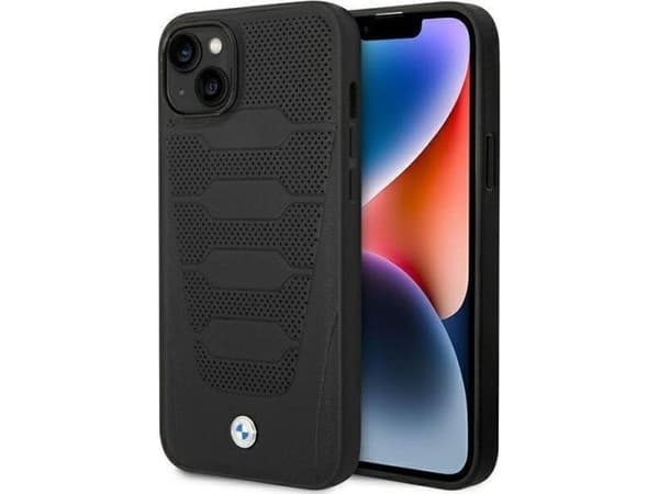 Case BMW BMHCP14S22RPSK iPhone 14 / 15 / 13 6.1" black/black Leather Seats Pattern