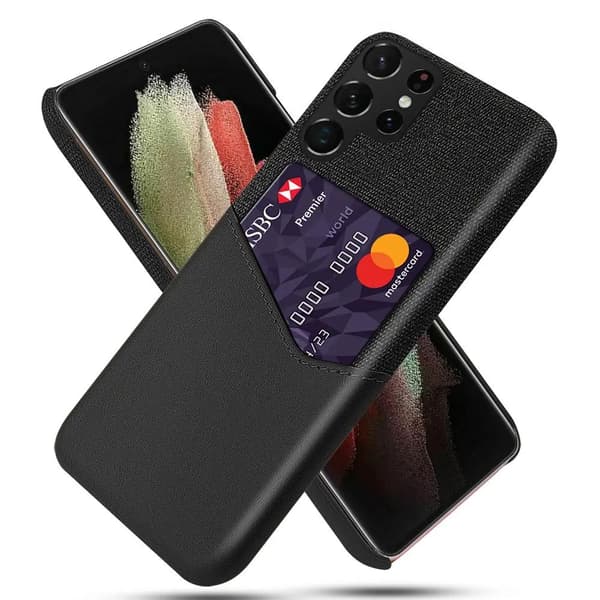 Galaxy S22 Ultra 5G Skal Korthållare - Svart
