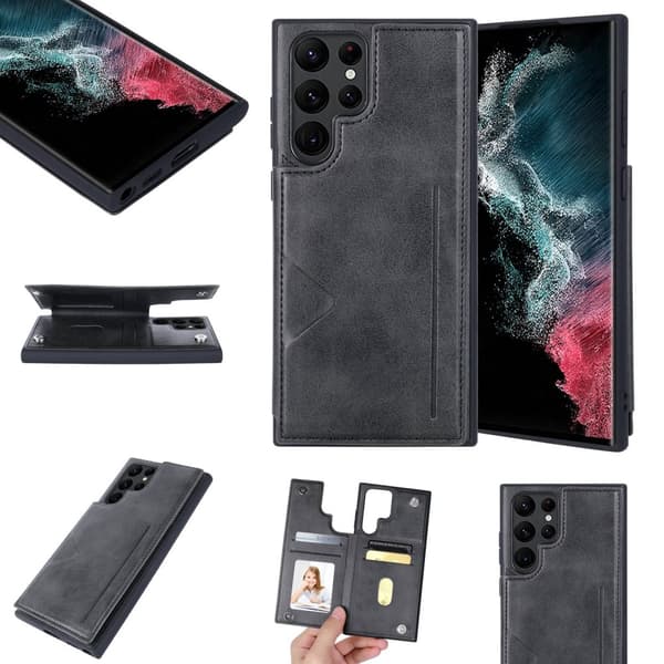Samsung Galaxy S23 Ultra - Stilrent Hanman Skal med Kortfack Svart Svart