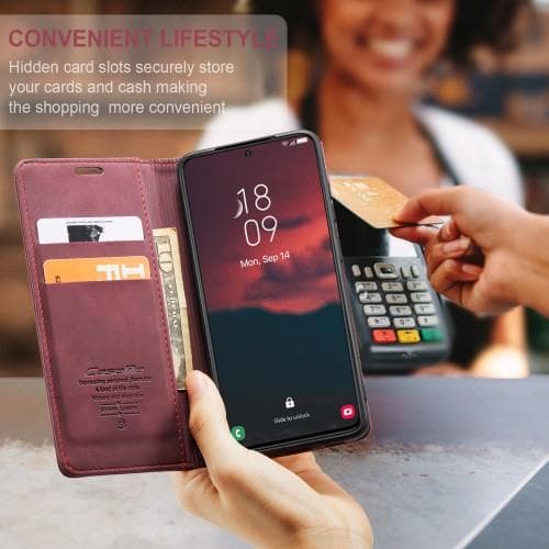CASEME Retro Lompakkokotelo Samsung Galaxy S23 - Punainen