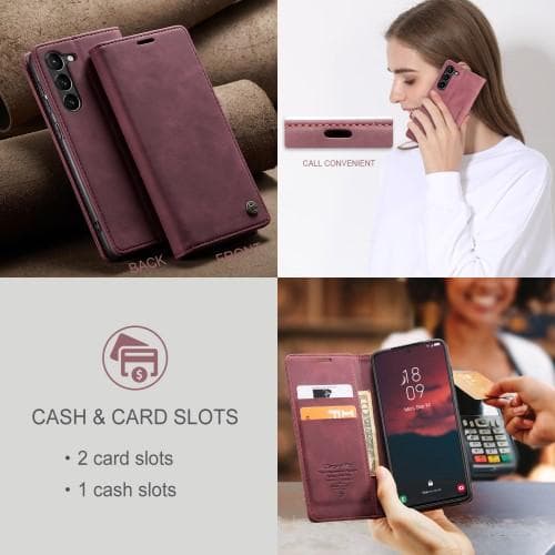 CASEME Retro Lompakkokotelo Samsung Galaxy S23 - Punainen