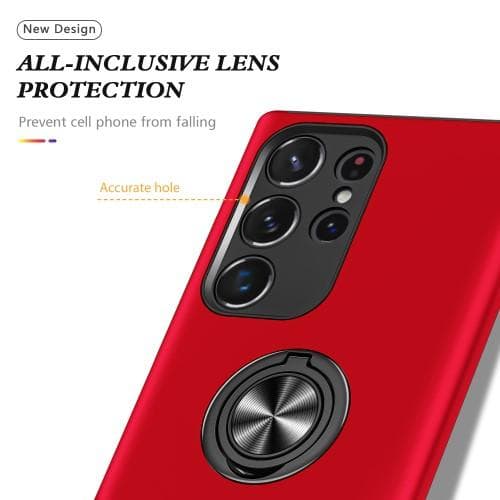 Samsung Galaxy S23 Ultra Fingerring Kickstand Hybrid Taske - Rød