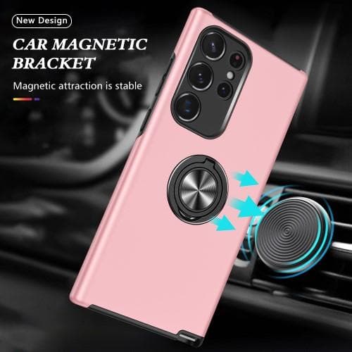 Samsung Galaxy S23 Ultra Hybrid skal med Finger Ring - Rosa