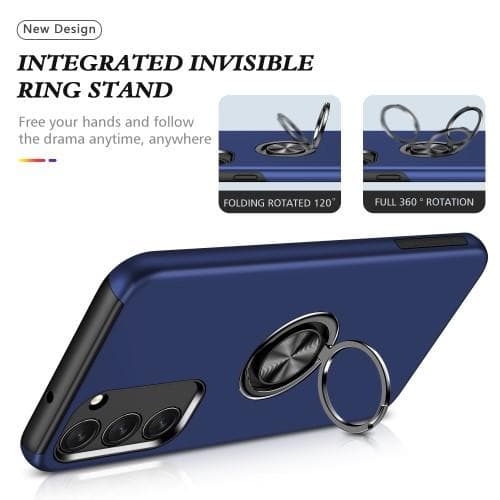 Samsung Galaxy S23+ Fingerring Kickstand Hybrid Taske - Blå