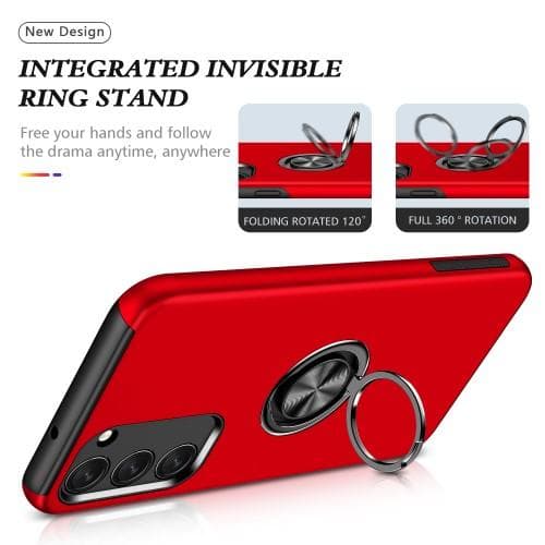 Samsung Galaxy S23+ Hybrid skal med Finger Ring - Röd