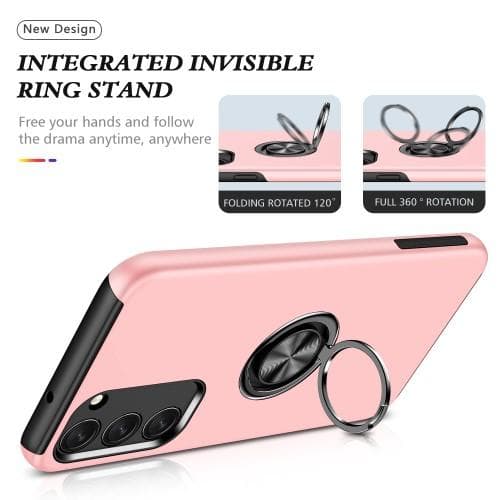 Samsung Galaxy S23+ Hybrid skal med Finger Ring - Rosa