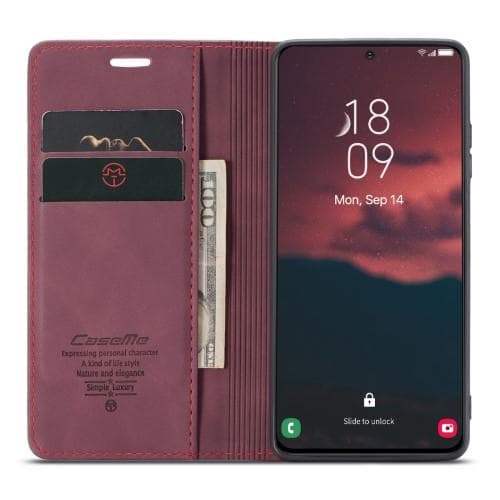 CASEME Retro Pung Taske til Samsung Galaxy S23+ - Vinrød
