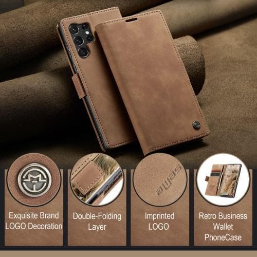 CASEME Retro Pung Taske til Samsung Galaxy S23 Ultra - Brun