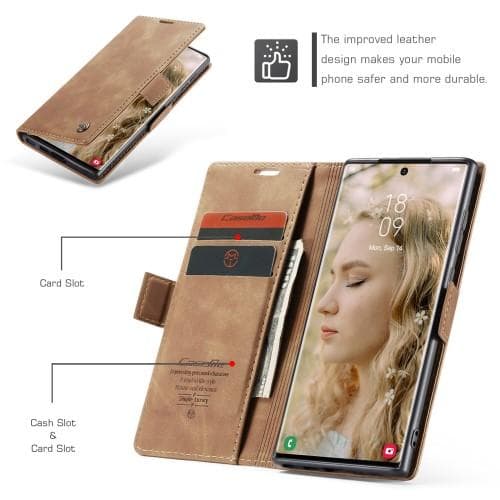 CASEME Retro Pung Taske til Samsung Galaxy S23 Ultra - Brun
