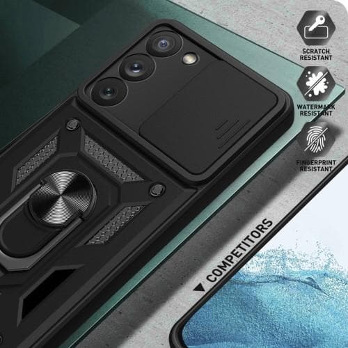 Samsung Galaxy S23+ (Plus) Hybrid Deksel Med Fingerring & Metallplate - Svart