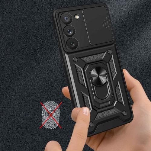 Samsung Galaxy S23+ (Plus) Hybrid Deksel Med Fingerring & Metallplate - Svart