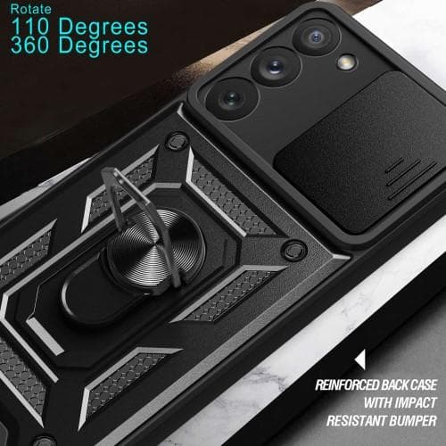 Samsung Galaxy S23+ (Plus) Hybrid Deksel Med Fingerring & Metallplate - Svart