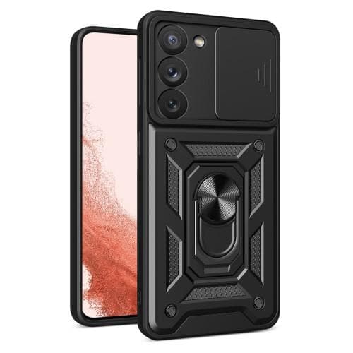 Samsung Galaxy S23+ (Plus) Stødsikker TPU+PC Kickstand Telefonetui Bilmontering Metalplade - Sort