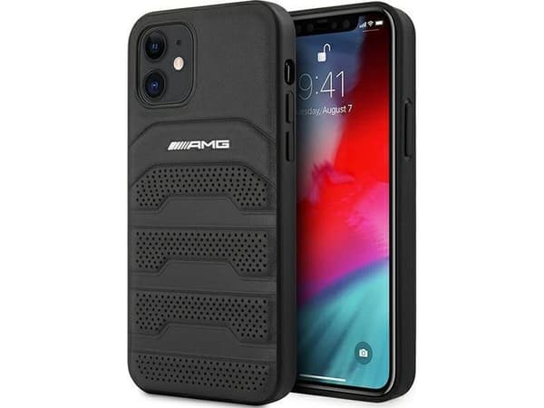 Mercedes AMG AMHCP12SGSEBK iPhone 12 mini 5,4" czarny/black hardcase Leather Debossed Lines
