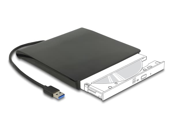 Delock ulkoinen kotelo 5,25" Slim SATA-asemille 12,7 mm SuperSpeed USB 5 Gbps Type-A-liittimeen