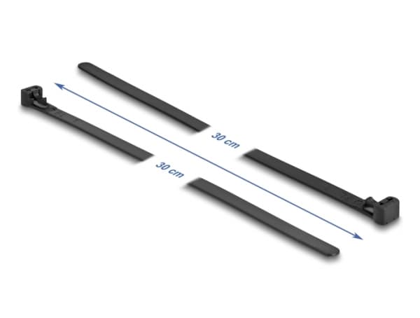Delock - Kabelfestebånd - heat-resistant, reusable - 30 cm - svart (en pakke 100)