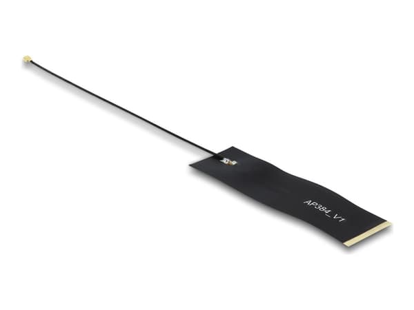 Delock LoRa - Antenne - [863 - 928 MHz, self-adhesive, FPC, I-PEX Inc., MHF 4 plug, 1.13 - 15 cm - Smart Home - 1.68 dBi - innendørs - svart
