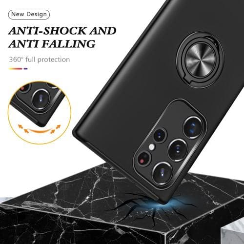 Samsung Galaxy S23 Ultra Fingerring Kickstand Hybrid Taske - Sort