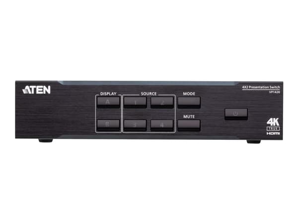 ATEN VP1420 4 x 2 True 4K Presentation Matrix Switch - Video-/ljudomkopplare - skrivbordsmodell